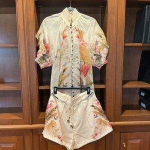 ❤️‍🔥CLEARANCE❤️‍🔥NWOT Zimmermann Ascension Billow Blouse Tuck Shorts Set AU 2 M